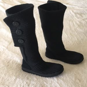 IGG Classic Cardy Boots Black Knotted Knee High Warm Winter Boots Women’s
